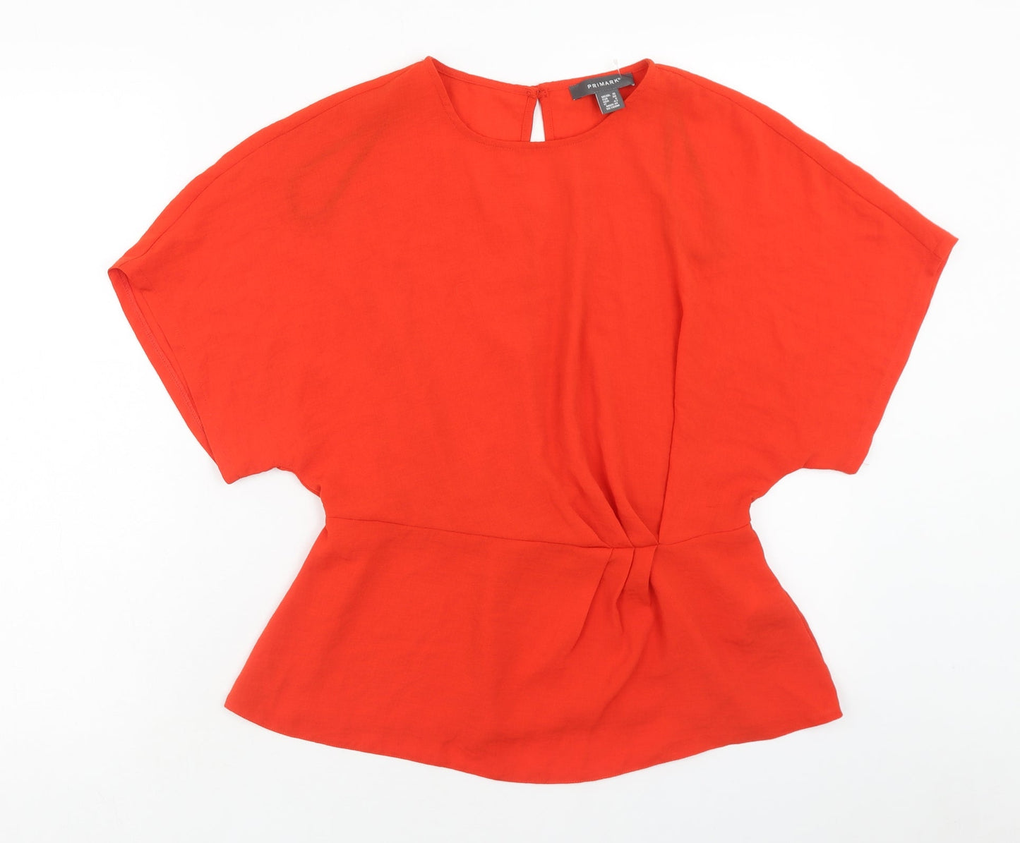 Primark Womens Red Polyester Basic Blouse Size 10 Round Neck