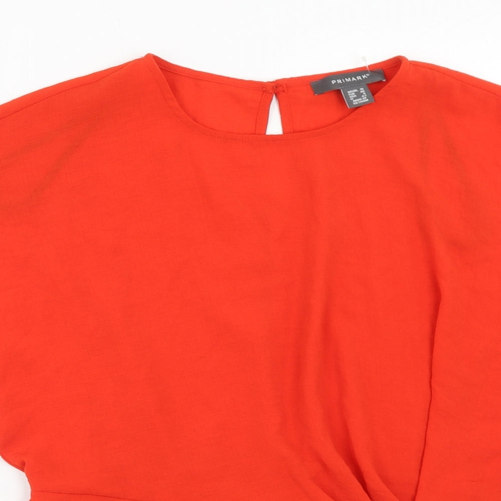 Primark Womens Red Polyester Basic Blouse Size 10 Round Neck