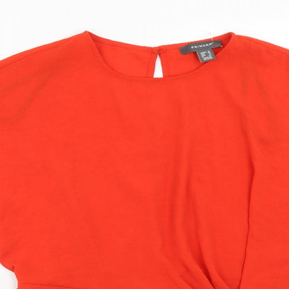 Primark Womens Red Polyester Basic Blouse Size 10 Round Neck
