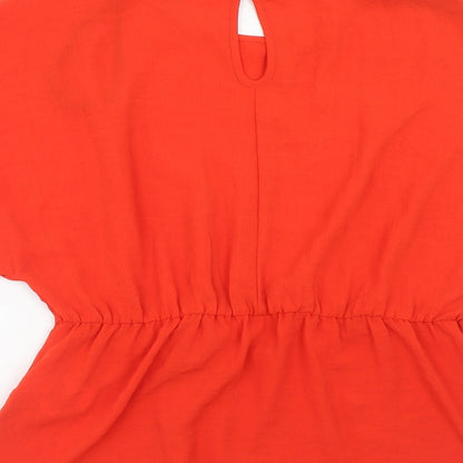 Primark Womens Red Polyester Basic Blouse Size 10 Round Neck