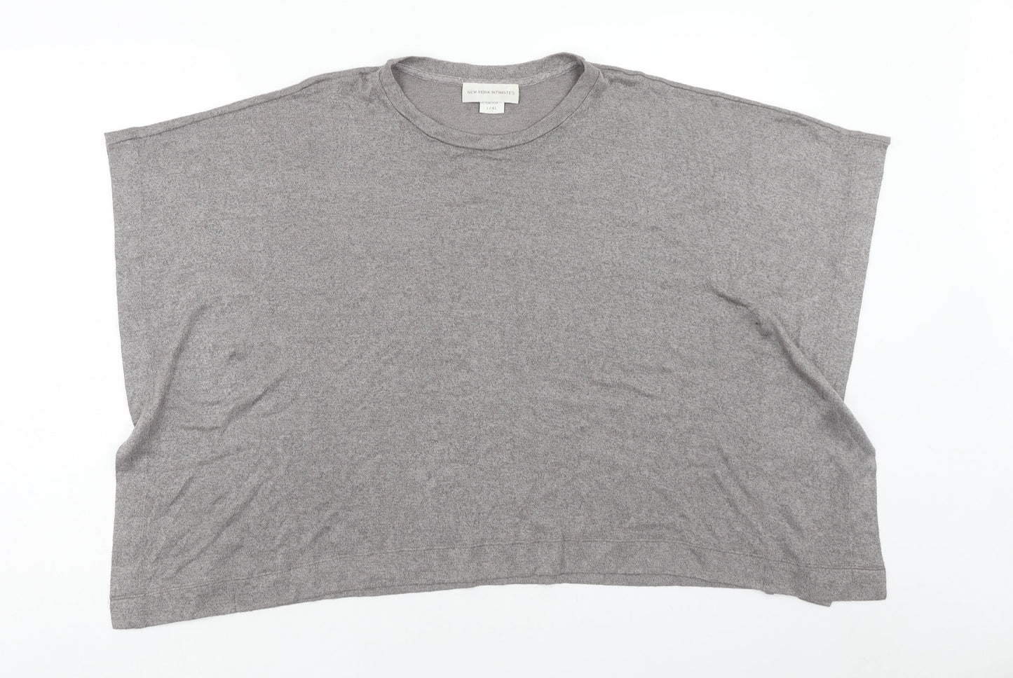 New York Intimates Womens Grey Viscose Basic T-Shirt Size L Round Neck