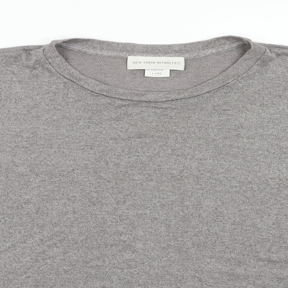 New York Intimates Womens Grey Viscose Basic T-Shirt Size L Round Neck