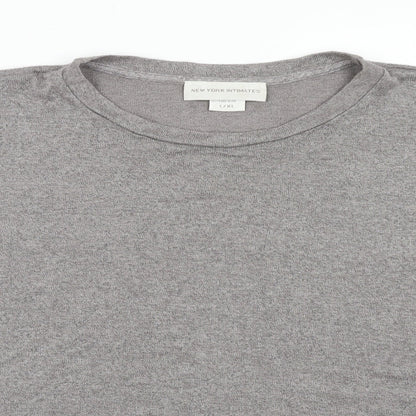 New York Intimates Womens Grey Viscose Basic T-Shirt Size L Round Neck