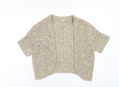 TU Womens Brown V-Neck Acrylic Cardigan Jumper Size 10