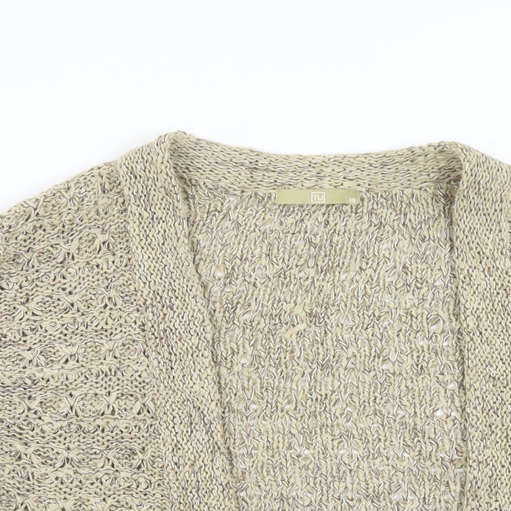 TU Womens Brown V-Neck Acrylic Cardigan Jumper Size 10