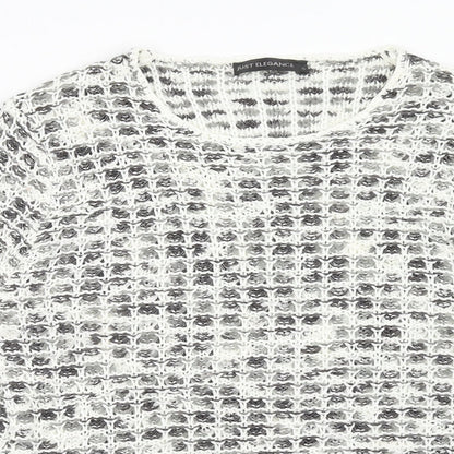 Just Elegance Womens White Round Neck Acrylic Pullover Jumper Size S