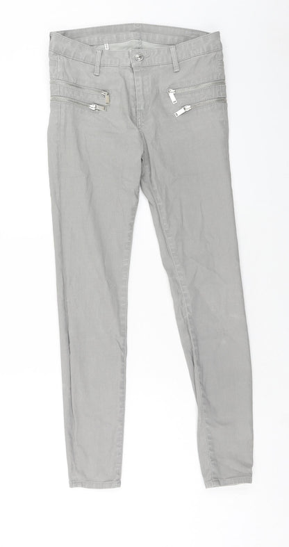 Zara Womens Grey Polyester Skinny Jeans Size 8 Regular Button