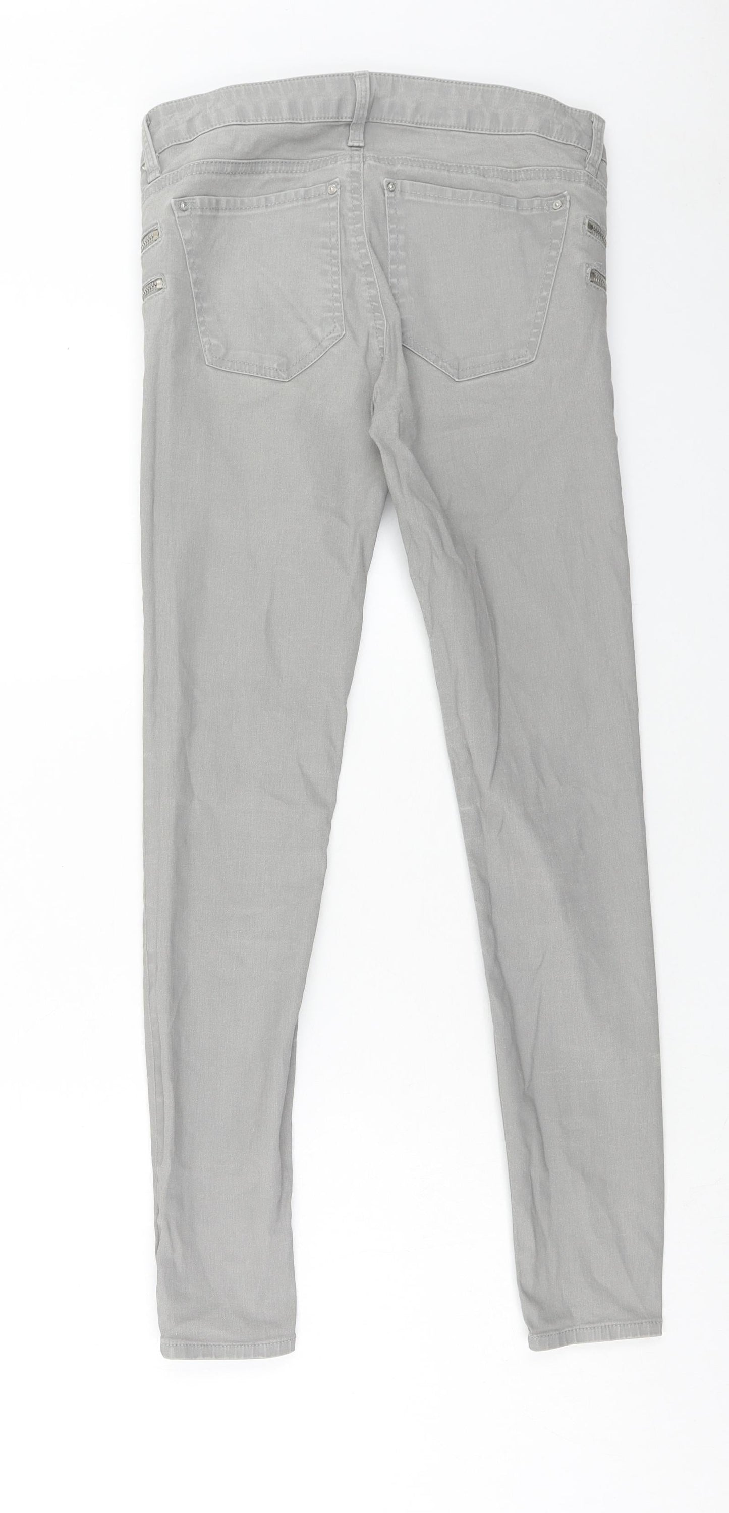 Zara Womens Grey Polyester Skinny Jeans Size 8 Regular Button