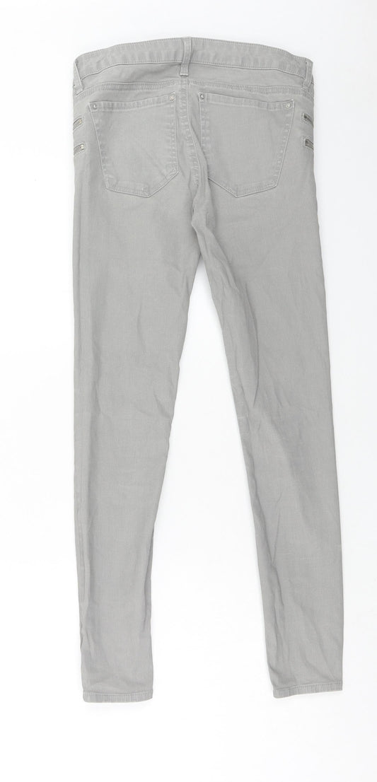 Zara Womens Grey Polyester Skinny Jeans Size 8 Regular Button