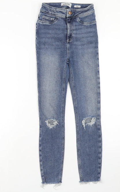 New Look Womens Blue Cotton Skinny Jeans Size 8 Regular Button