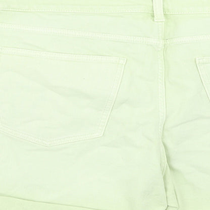 Marks and Spencer Womens Green Cotton Boyfriend Shorts Size 22 Regular Button