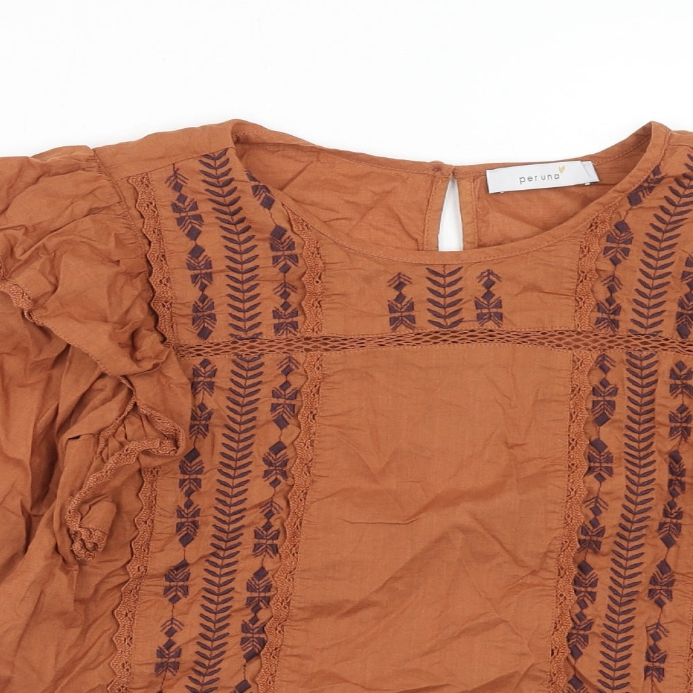 Womens UK Size 6 Marks and Spencer Brown Basic Blouse