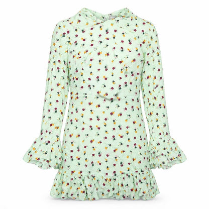 ASOS Womens Green Floral Viscose Mini Size 6 Round Neck Button