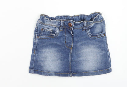 Evie Angel Girls Blue Cotton Mini Skirt Size 3 Years Regular Button