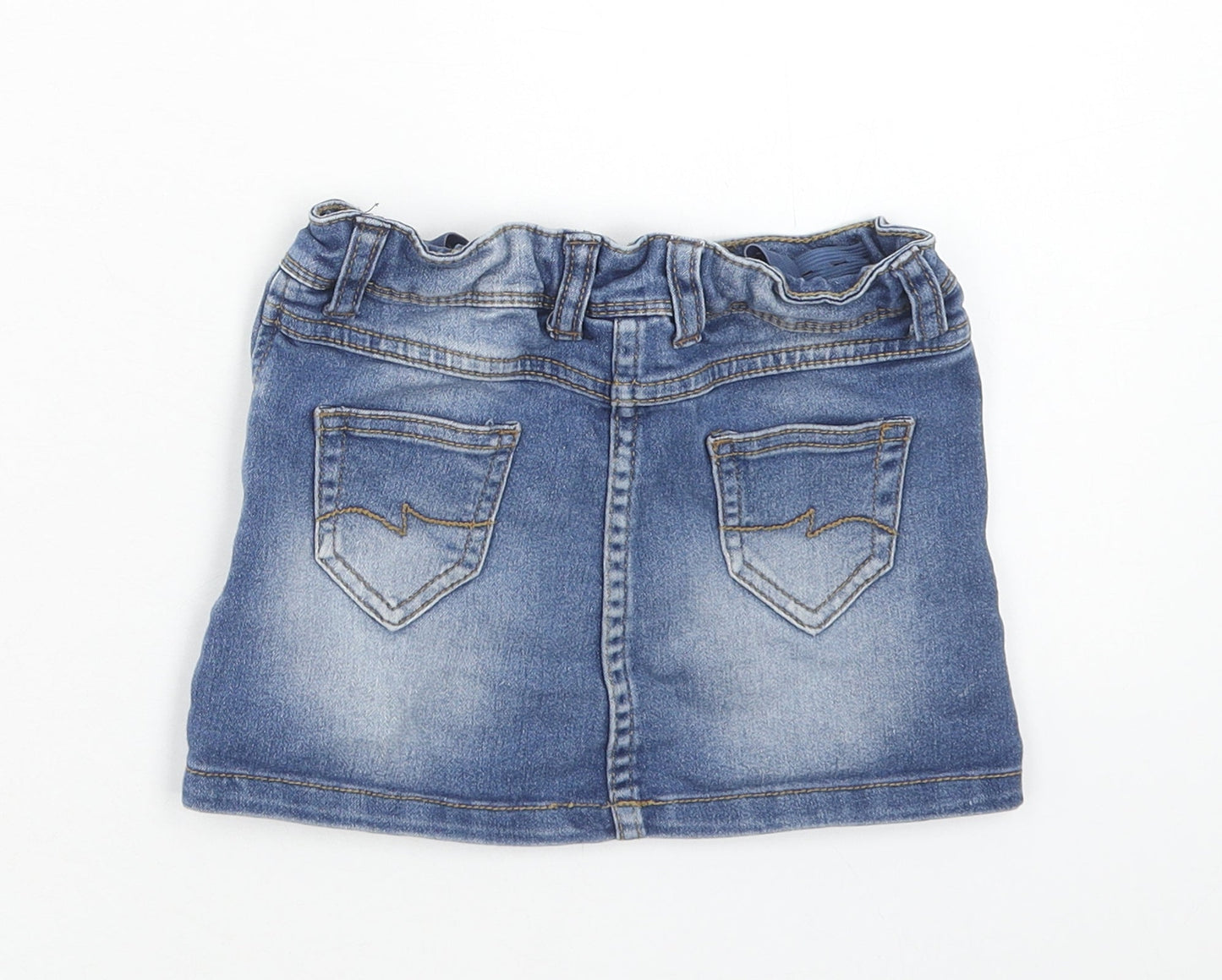 Evie Angel Girls Blue Cotton Mini Skirt Size 3 Years Regular Button
