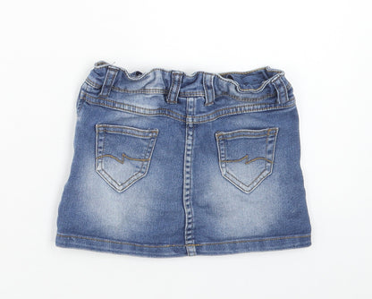Evie Angel Girls Blue Cotton Mini Skirt Size 3 Years Regular Button