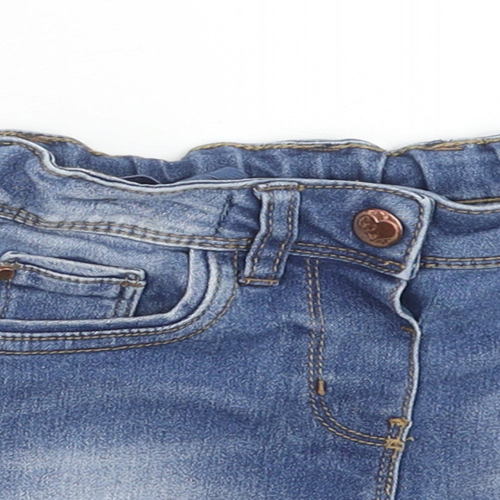 Evie Angel Girls Blue Cotton Mini Skirt Size 3 Years Regular Button