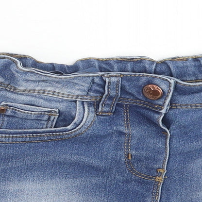 Evie Angel Girls Blue Cotton Mini Skirt Size 3 Years Regular Button