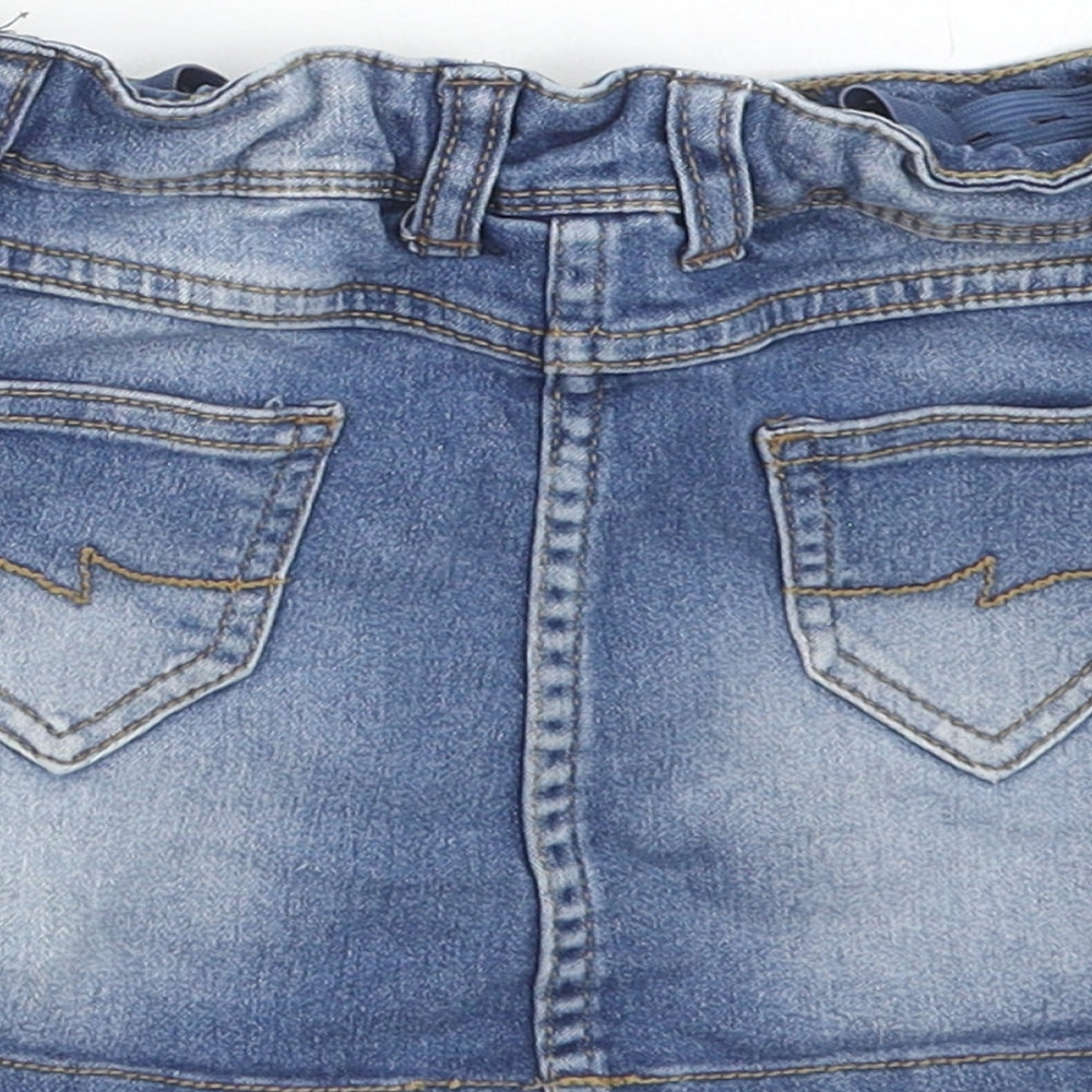 Evie Angel Girls Blue Cotton Mini Skirt Size 3 Years Regular Button