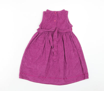 BHS Girls Purple Cotton A-Line Size 3XL Round Neck Button