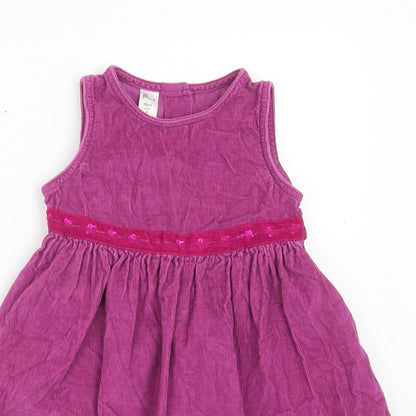 BHS Girls Purple Cotton A-Line Size 3XL Round Neck Button