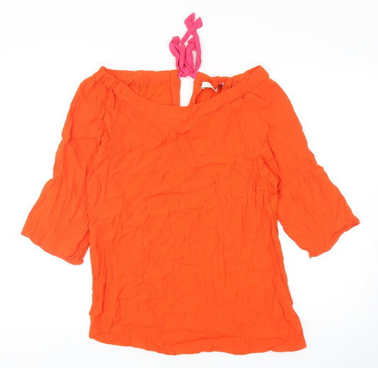 Womens UK Size 12 Oui Orange Basic Blouse