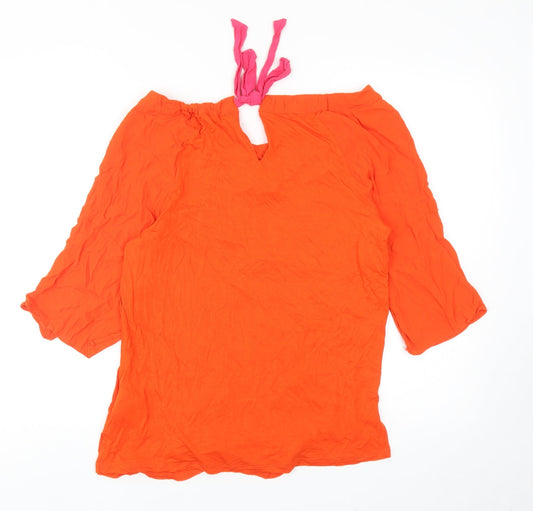 Womens UK Size 12 Oui Orange Basic Blouse