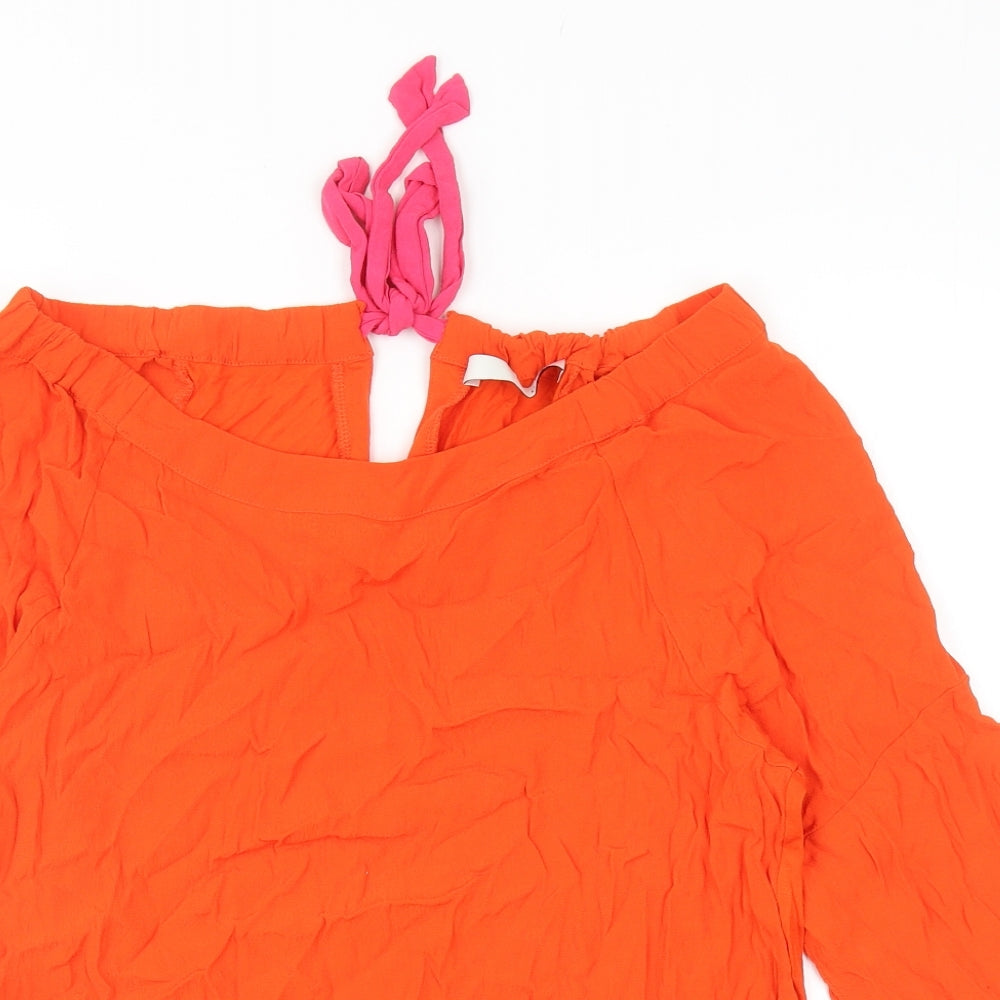 Womens UK Size 12 Oui Orange Basic Blouse