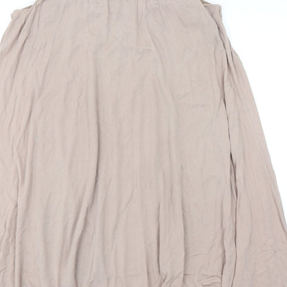 Preworn Womens Beige Polyester Trapeze & Swing Size 10 Round Neck Pullover - Embellished Neckline
