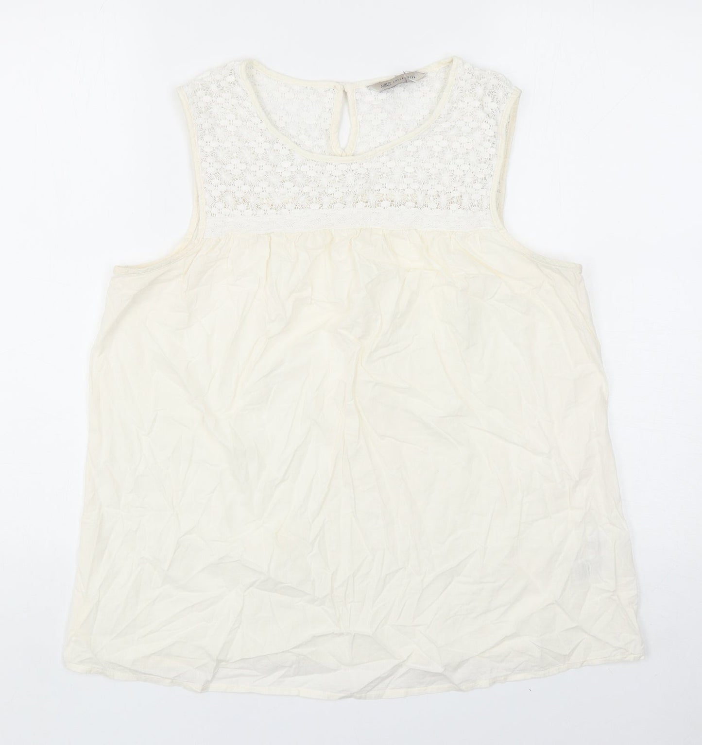 Womens UK Size 14 Marks and Spencer Ivory Basic Tank