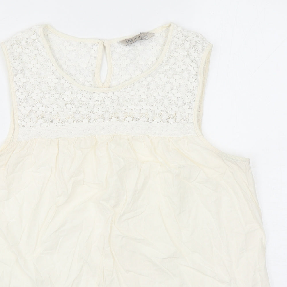Womens UK Size 14 Marks and Spencer Ivory Basic Tank