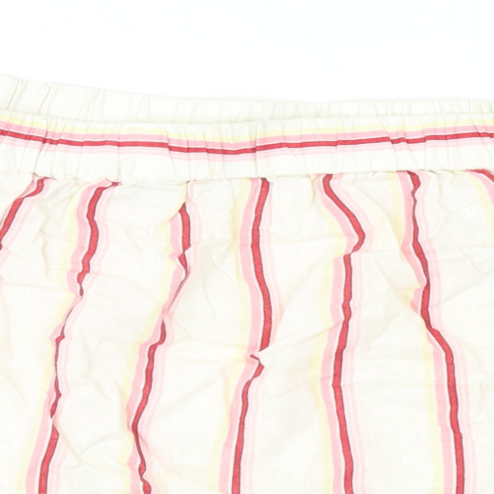 Jack Wills Womens Ivory Striped Linen Basic Blouse Size 10 Off the Shoulder - Tie Sleeve Bardot