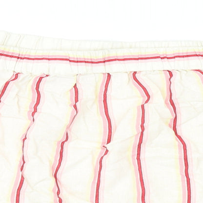 Jack Wills Womens Ivory Striped Linen Basic Blouse Size 10 Off the Shoulder - Tie Sleeve Bardot