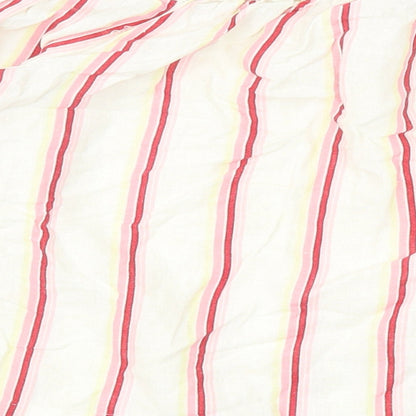 Jack Wills Womens Ivory Striped Linen Basic Blouse Size 10 Off the Shoulder - Tie Sleeve Bardot