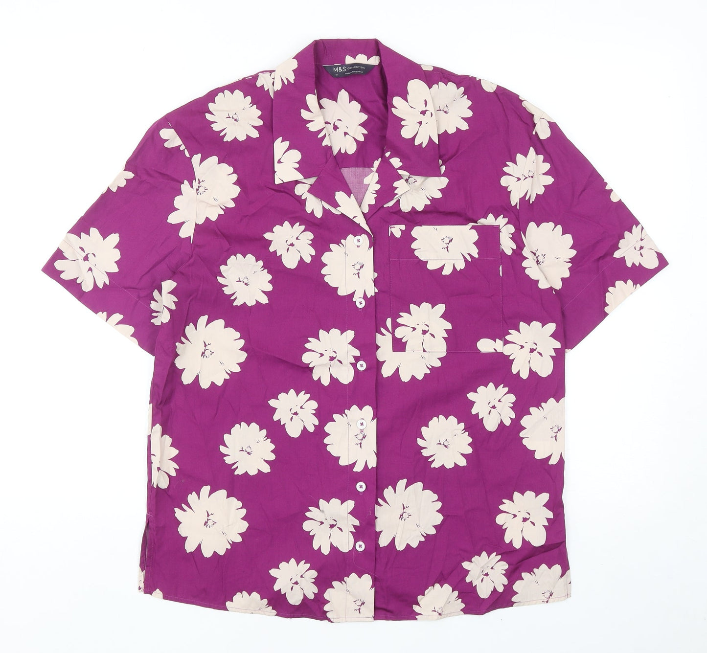 Womens UK Size 10 Marks and Spencer Purple Basic Button-Up