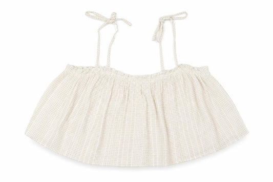 H&M Womens Beige Geometric Cotton Cropped Tank Size 12 Off the Shoulder