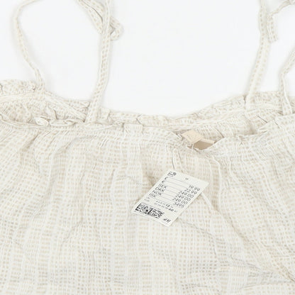 H&M Womens Beige Geometric Cotton Cropped Tank Size 12 Off the Shoulder