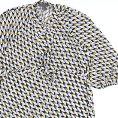 Primark Womens Multicoloured Geometric Polyester Sheath Size 10 V-Neck Pullover