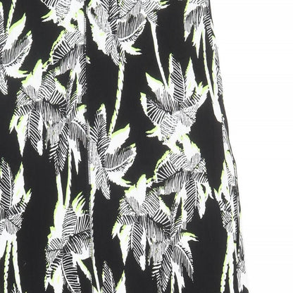 Marks and Spencer Womens Black Floral Cotton A-Line Size 8 Round Neck Pullover
