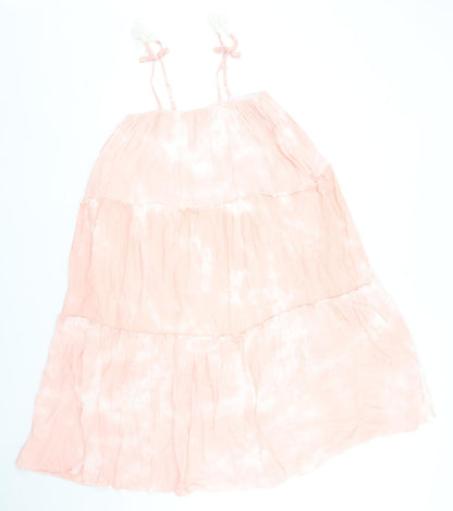 Jessica Simpson Womens Pink Tie Dye Viscose Trapeze & Swing Size 8 Square Neck Pullover - Tiered