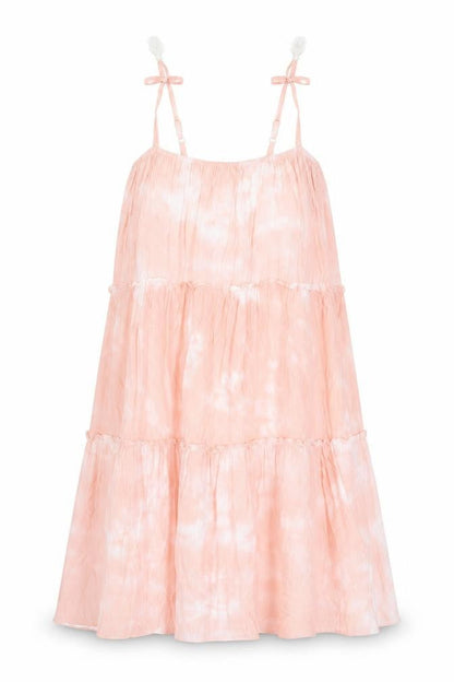 Jessica Simpson Womens Pink Tie Dye Viscose Trapeze & Swing Size 8 Square Neck Pullover - Tiered