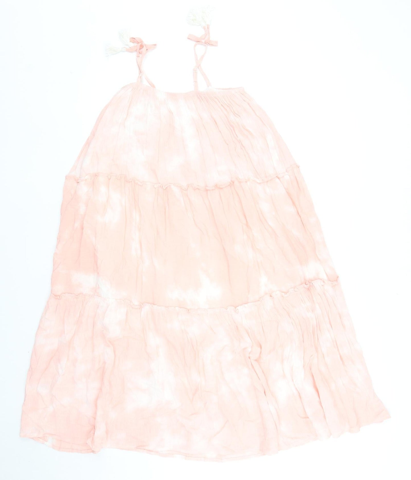 Jessica Simpson Womens Pink Tie Dye Viscose Trapeze & Swing Size 8 Square Neck Pullover - Tiered
