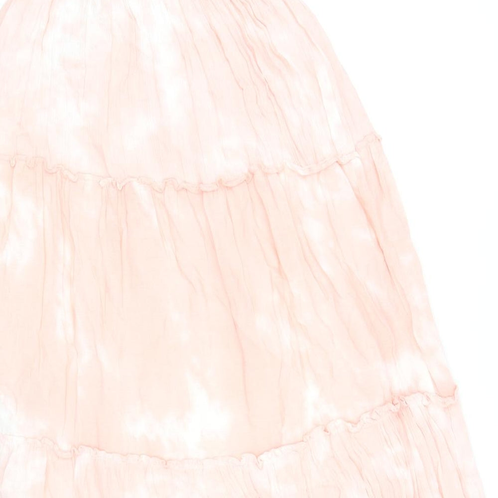 Jessica Simpson Womens Pink Tie Dye Viscose Trapeze & Swing Size 8 Square Neck Pullover - Tiered