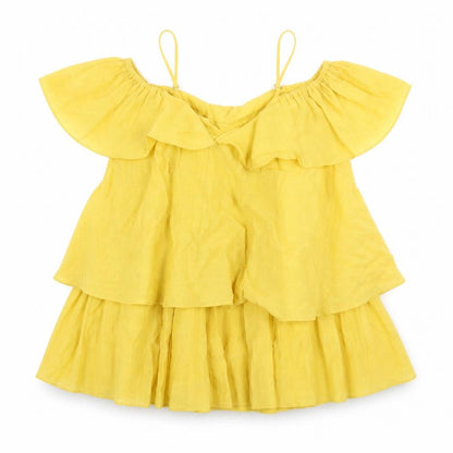 H&M Womens Yellow Lyocell Mini Size 8 Off the Shoulder Pullover