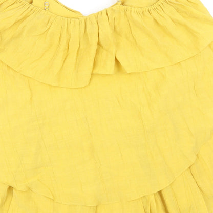 H&M Womens Yellow Lyocell Mini Size 8 Off the Shoulder Pullover