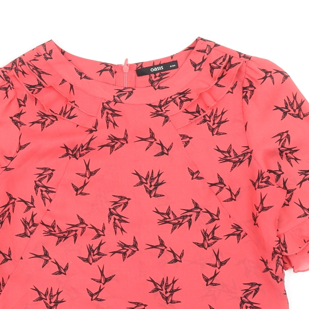 Womens UK Size 8 Oasis Pink Basic T-Shirt