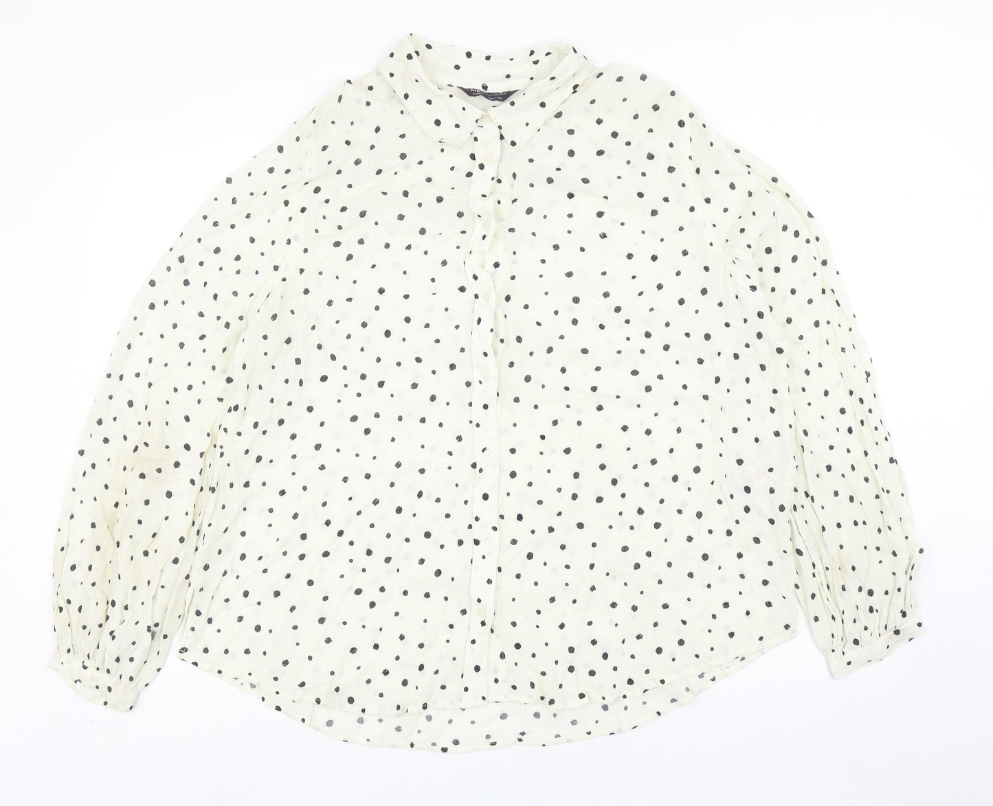 Womens UK Size 14 Marks and Spencer Ivory Basic Button-Up