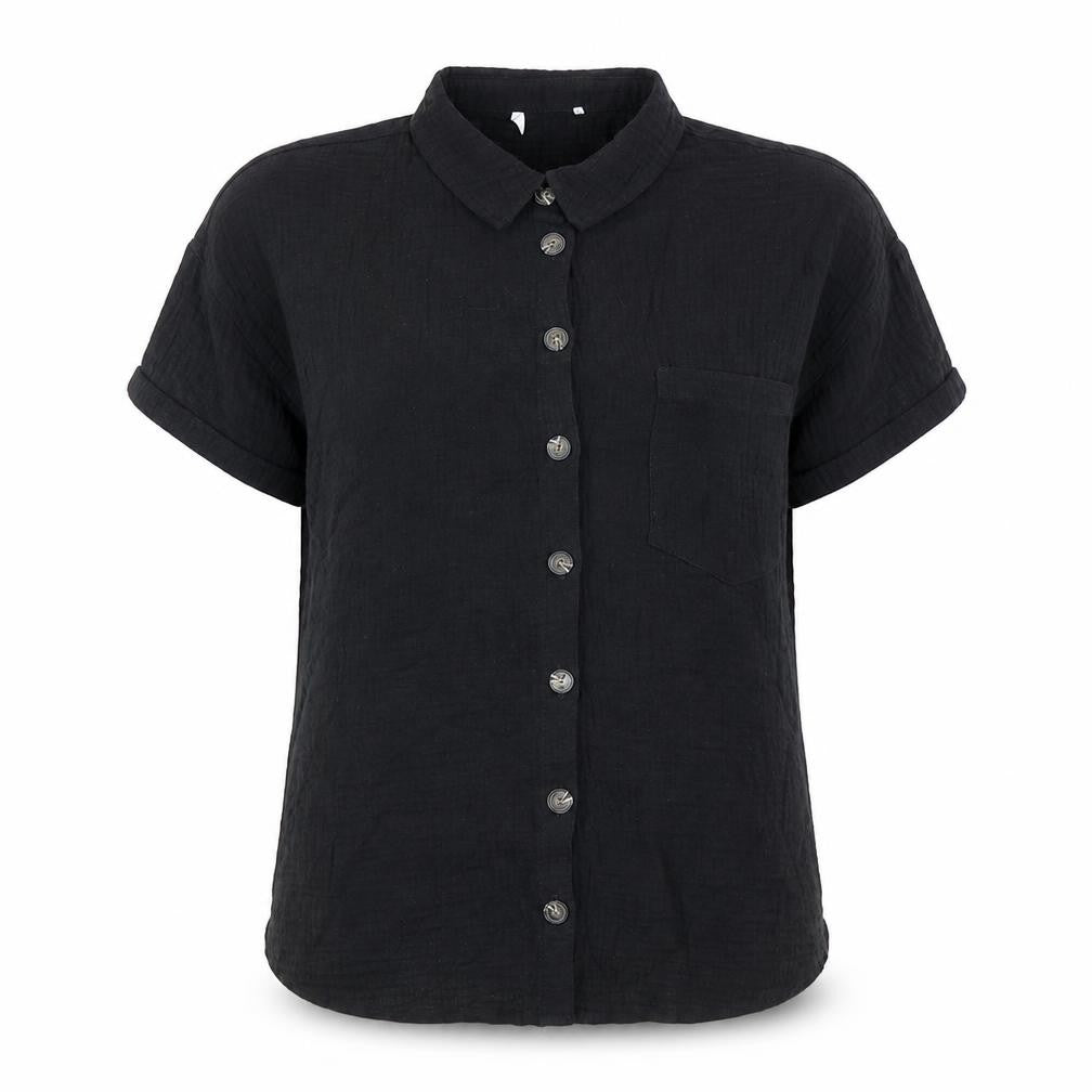 Womens UK Size 10 Matalan Black Basic Button-Up