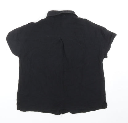 Womens UK Size 10 Matalan Black Basic Button-Up