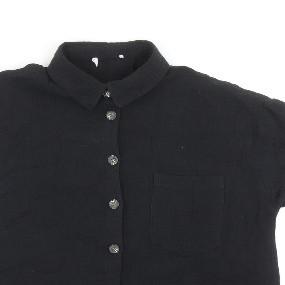 Womens UK Size 10 Matalan Black Basic Button-Up